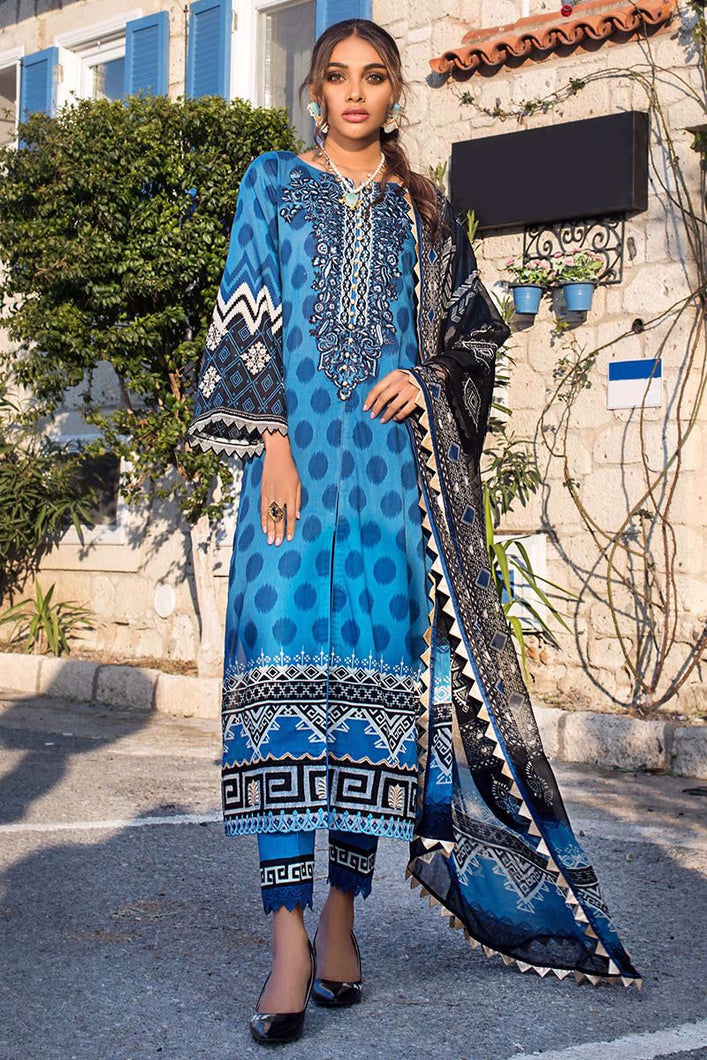 ZAINAB CHOTTANI | TAHRA LAWN | DOTTED CRUSH - B Blue Dress with fine Embroidered lawn Fabric. LebaasOnline has Zainab Chottani Pret MARIA B Pakistani Party Wear & PAKISTANI SUITS ONLINE for Online Shopping Worldwide, delivering to the UK, Germany, Birmingham and USA selling PAKISTANI WEDDING DRESSES & Bridal Suits
