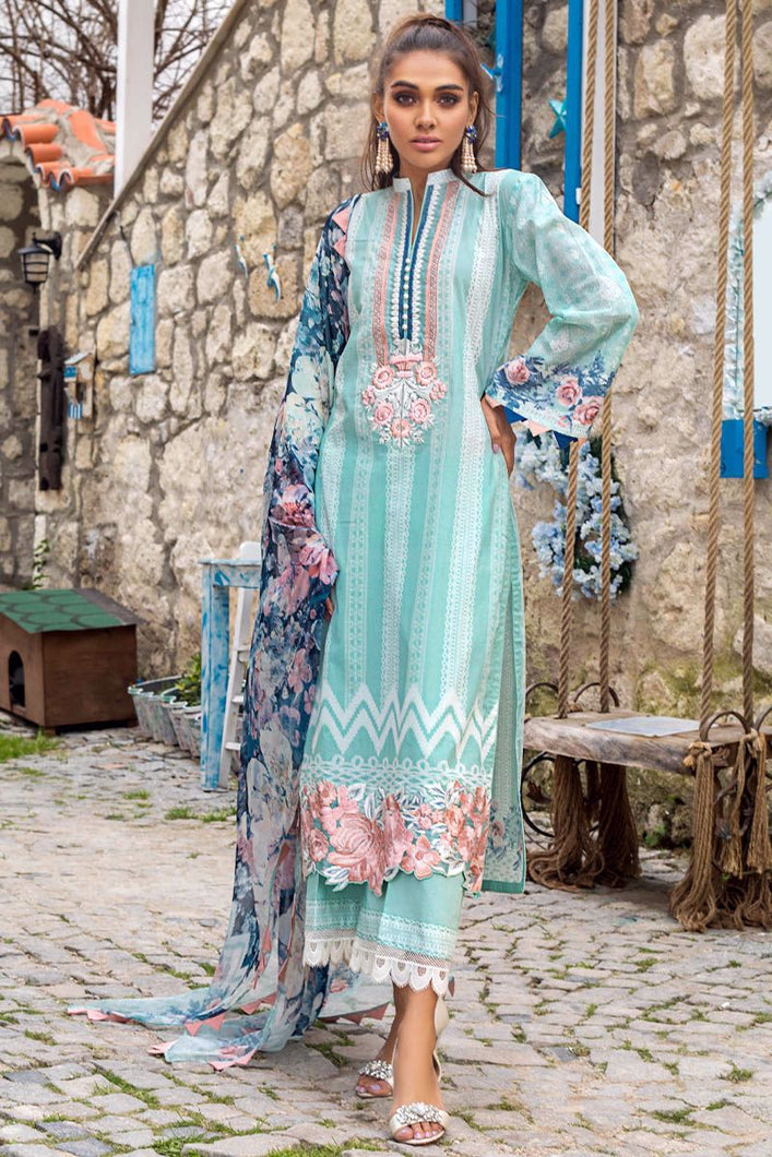 ZAINAB CHOTTANI | TAHRA LAWN | SEA PEARLS - B Blue Dress with fine Embroidered lawn Fabric. LebaasOnline has Zainab Chottani Pret, MARIA B Pakistani Party Wear & PAKISTANI DESIGNER BRANDS for Online Shopping Worldwide, delivering to the UK, Germany, Birmingham and USA selling Pakistani Designer Wedding & Bridal Suits