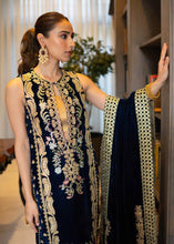 Load image into Gallery viewer,  CRIMSON | WEDDING COLLECTION &#39;21 | SHEESHAY HAZARON | COBALT Black Bridal dress is exclusively available @lebaasonline. The INDIAN BRIDAL DRESSES ONLINE is available in MARIA B, QALAMKAR WEDDING DRESSES USA and can be customized for Wedding outfits. The PAKISTANI WEDDING DRESSES ONLINE UK have fine embroidery on it. 