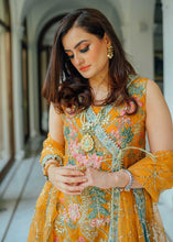 Load image into Gallery viewer,  CRIMSON | WEDDING COLLECTION &#39;21 | SHEESHAY HAZARON | KAYSERI Yellow Bridal dress is exclusively available @lebaasonline. The INDIAN BRIDAL DRESSES ONLINE is available in MARIA B, QALAMKAR WEDDING DRESSES USA and can be customized for Wedding outfits. The PAKISTANI WEDDING DRESSES ONLINE UK have fine embroidery on it.