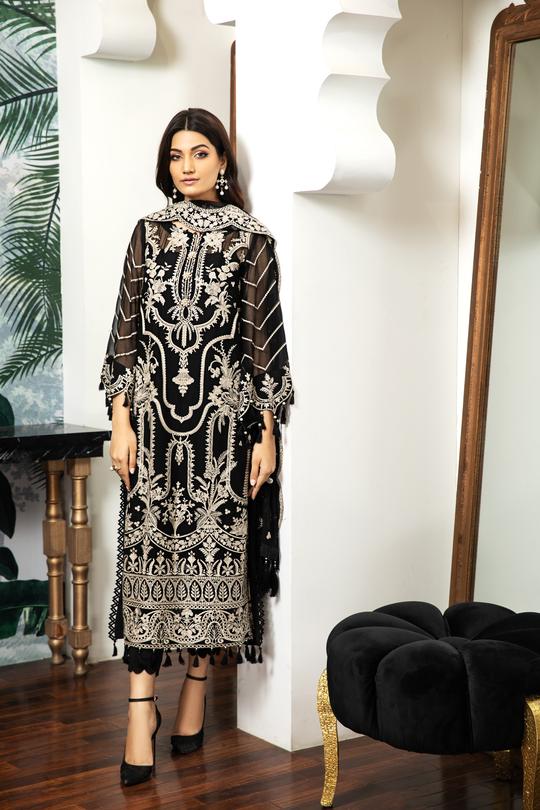 Buy Alizeh Embroidered Chiffon Royale De Luxe Collection | Clara from our official website. We are largest stockist of Pakistani Embroidered Chiffon Eid Collection 2021 Buy this Eid dresses from Alizeh Chiffon 2021 unstitched/stitched. This Eid buy NEW dresses in UK USA Manchester from latest suits on Lebaasonline
