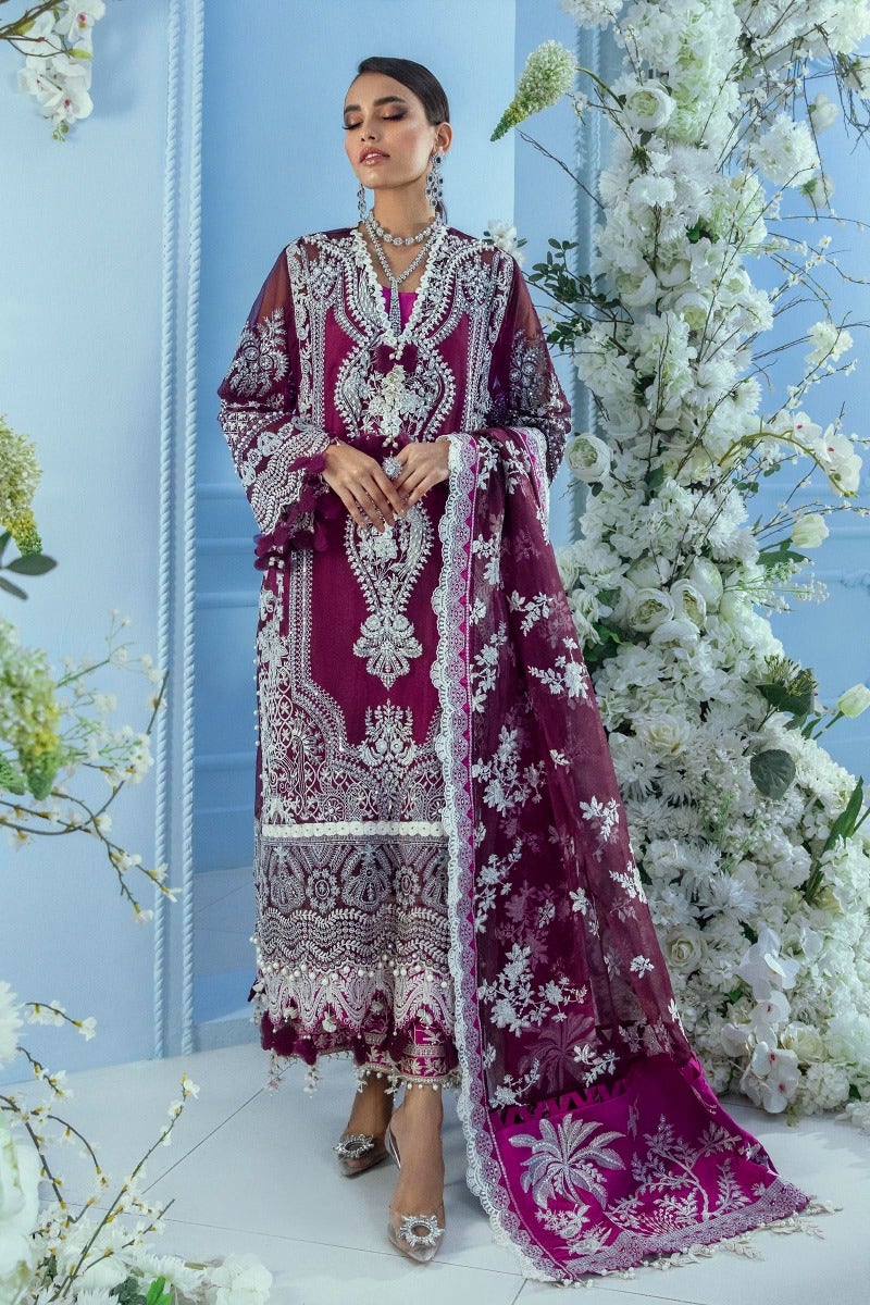 Nura - Luxury Festive Collection 21 | Magenta Organza dress is exclusively available @lebaasonline. The Pakistani Bridal dresses online USA includes various brands such as Maria B, Nura by Sana Safinaz. Indian Bridal dresses online UK can be customized for evening & Party wear. Get dresses in UK, USA, France at SALE!