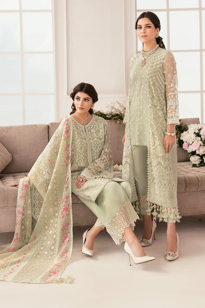 Buy BAROQUE CHANTELLE '22 | pista color available in Next day shipping @Lebaasonline. We are the Largest Baroque Designer Suits in London UK with shipping worldwide including UK, Canada, Norway, USA. The Pakistani Wedding Chiffon Suits USA can be customized. Buy Baroque Suits online in Germany on SALE!