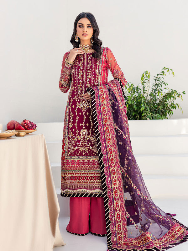 GULAAL | Embroidered Chiffon Pakistani designer dress is available @lebaasonline. The Pakistani Wedding dresses of Maria B, Gulaal can be customized for Bridal/party wear. Get express shipping in UK, USA, France, Germany for Asian Outfits USA. Maria B Sale online can be availed here!!