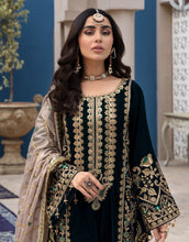Load image into Gallery viewer, EMAAN ADEEL | VELVET COLLECTION &#39;21 | MAKHMAL EDIT 2 | Green Velvet Salwar suits design is flaunting this winter season. Various Velvet Salwar suits are available in Maria b, Emaan Adeel. You can get customized as Readymade velvet suits fitting. Get your Velvet Salwar kameez UK, USA, France, Germany from Lebaasonline