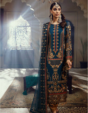 Load image into Gallery viewer, Buy EMAAN ADEEL | BELLE ROBE | VOL 2 | BL-07 Teal @LebaasOnline Net Embroidered had mirror work, New Indian &amp; Pakistani Designer Partywear Suits at our DESIGNER BOUTIQUE USA is available with us. INDIAN BRIDAL DRESSES ONLINE UK can be easily customized for evening/party wear. Get PAKISTANI DESIGNER DRESSES in USA