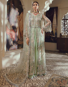 Buy EMAAN ADEEL | BELLE ROBE | VOL 2 | BL-03 Green @LebaasOnline Net Embroidered had mirror work, New Indian & Pakistani Designer Partywear Suits at our DESIGNER BOUTIQUE UK is available with us. INDIAN BRIDAL DRESSES ONLINE USA can be easily customized for evening/party wear. Get PAKISTANI DESIGNER DRESSES in USA