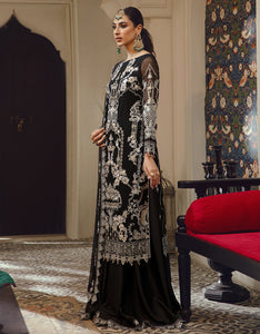 Buy EMAAN ADEEL | BELLE ROBE | VOL 2 | BL-04 Black @LebaasOnline Net Embroidered had mirror work, New Indian & Pakistani Designer Partywear Suits at our DESIGNER BOUTIQUE UK is available with us. INDIAN BRIDAL DRESSES ONLINE USA can be easily customized for evening/party wear. Get PAKISTANI DESIGNER DRESSES in USA