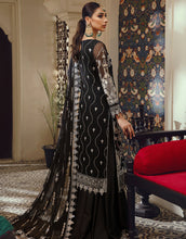 Load image into Gallery viewer, Buy EMAAN ADEEL | BELLE ROBE | VOL 2 | BL-04 Black @LebaasOnline Net Embroidered had mirror work, New Indian &amp; Pakistani Designer Partywear Suits at our DESIGNER BOUTIQUE UK is available with us. INDIAN BRIDAL DRESSES ONLINE USA can be easily customized for evening/party wear. Get PAKISTANI DESIGNER DRESSES in USA