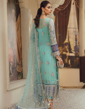 Load image into Gallery viewer, Buy EMAAN ADEEL | BELLE ROBE | VOL 2 | BL-08 Aqua @LebaasOnline Net Embroidered had mirror work, New Indian &amp; Pakistani Designer Partywear Suits at our DESIGNER BOUTIQUE USA is available with us. INDIAN BRIDAL DRESSES ONLINE UK can be easily customized for evening/party wear. Get PAKISTANI DESIGNER DRESSES in USA
