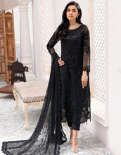 Load image into Gallery viewer, Buy EMAAN ADEEL | BELLE ROBE | EDITION 3 | Black Dress @LebaasOnline Net Embroidered had mirror work, New Indian &amp; Pakistani Designer Partywear Suits at our DESIGNER BOUTIQUE UK is available with us.PAKISTANI BRIDAL DRESSES ONLINE UK can be easily customized for evening/party wear. Get INDIAN DESIGNER DRESSES in USA