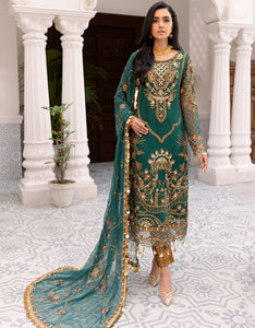 Buy EMAAN ADEEL | BELLE ROBE | EDITION 3 | Teal Dress @LebaasOnline Net Embroidered had mirror work, New Indian & Pakistani Designer Partywear Suits at our DESIGNER BOUTIQUE UK is available with us PAKISTANI BRIDAL DRESSES ONLINE UK can be easily customized for evening/party wear. Get Express shipping in USA, Norway