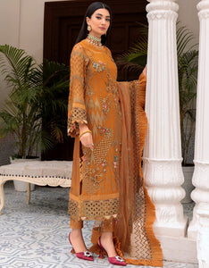 bBuy EMAAN ADEEL | BELLE ROBE | EDITION 3 | Mustard Dress @LebaasOnline Net Embroidered had mirror work, New Indian & Pakistani Designer Partywear Suits at our DESIGNER BOUTIQUE UK is available with us PAKISTANI WEDDING DRESSES ONLINE UK can be easily customized for evening/party wear Get Express shipping in USA, Norway