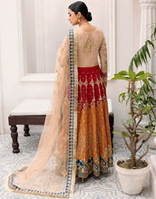 Load image into Gallery viewer, Buy EMAAN ADEEL | BELLE ROBE | EDITION 3 | Golden Dress @LebaasOnline Net Embroidered had mirror work, New Indian &amp; Pakistani Designer Partywear Suits at our DESIGNER BOUTIQUE USA is available with us. INDIAN BRIDAL DRESSES ONLINE UK can be easily customized for evening/party wear. Get PAKISTANI DESIGNER DRESSES in USA