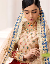 Load image into Gallery viewer, Buy EMAAN ADEEL | BELLE ROBE | EDITION 3 | Golden Dress @LebaasOnline Net Embroidered had mirror work, New Indian &amp; Pakistani Designer Partywear Suits at our DESIGNER BOUTIQUE USA is available with us. INDIAN BRIDAL DRESSES ONLINE UK can be easily customized for evening/party wear. Get PAKISTANI DESIGNER DRESSES in USA