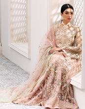 Load image into Gallery viewer, Buy EMAAN ADEEL | BELLE ROBE | EDITION 3 | Peach Dress @LebaasOnline Net Embroidered had mirror work, New Indian &amp; Pakistani Designer Partywear Suits at our DESIGNER BOUTIQUE UK is available with us PAKISTANI WEDDING DRESSES ONLINE UK can be easily customized for evening/party wear Get Express shipping in USA, Norway