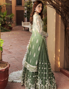 Shop EMAAN ADEEL MAHERMA BRIDAL VOL 2 2022 | MB-206 at @lebaasonline Net Embroidered hand mirror work, New Indian Wedding dresses online USA & Pakistani Designer Partywear Suits in the UK and USA at LebaasOnline. Browse new EMAAN ADEEL - MAHERMAH 2022 Ombre Green Pakistani Dress & Nikah dresses SALE at LebaasOnline.