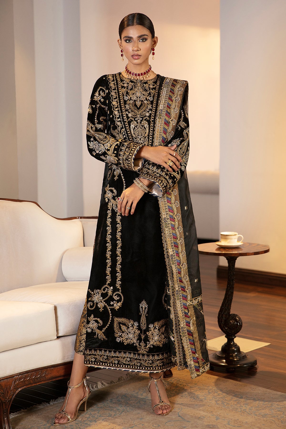 Baroque black sales chiffon suit