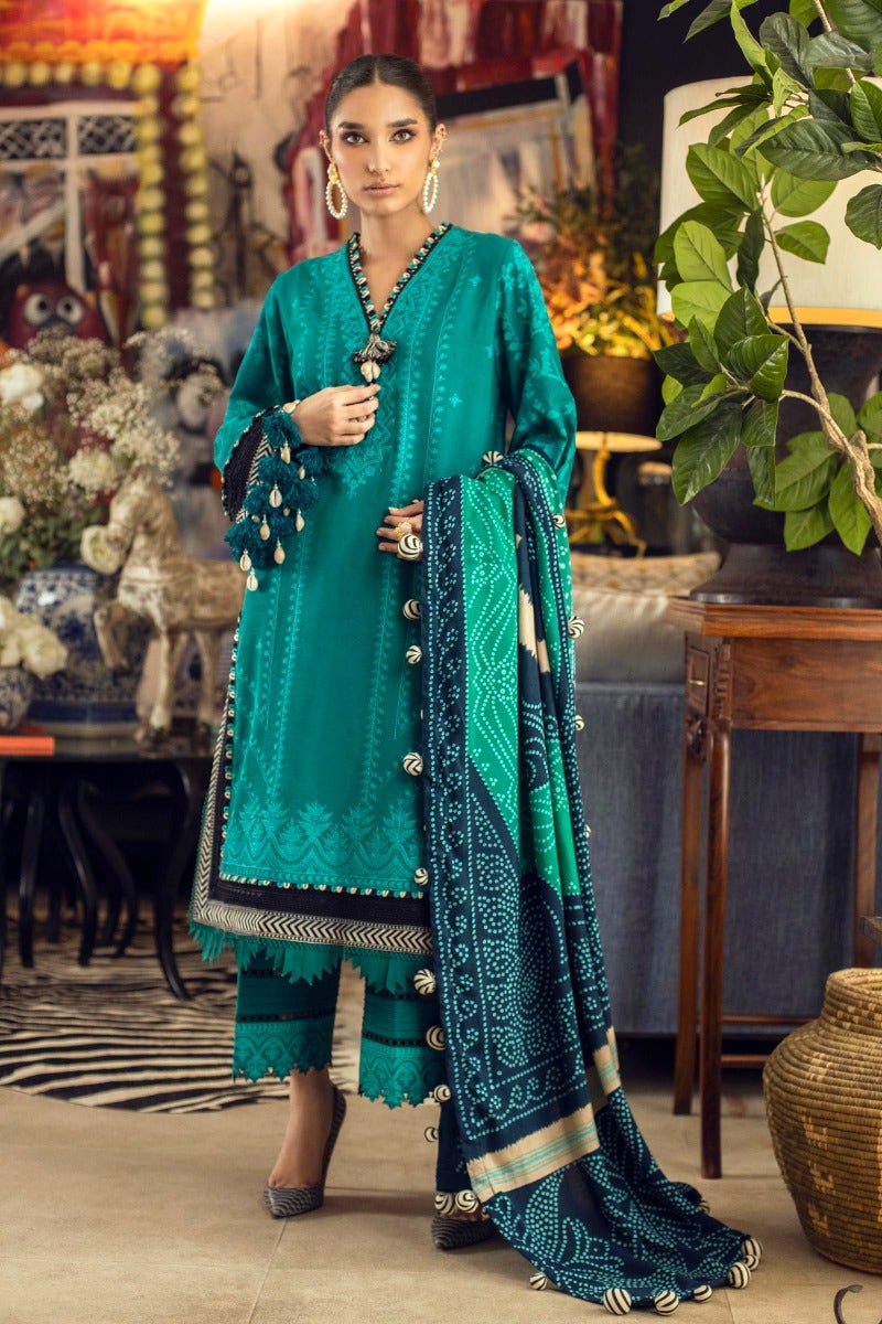  SANA SAFINAZ | Muzlin Winter’21 Teal Muzlin Collection of Sana Safinaz is exclusively available @lebaasonline The Pakistani designer dresses online USA available for party/evening wear with customization. The Bridal dresses online UK for this wedding can be flaunt with Maria B collection in UK USA at lebaasonline