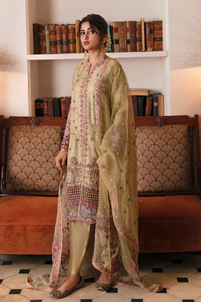 QALAMKAR | FORMALS 2022 | ZENIA Beige Pakistani designer suits online available @lebasonline. We are the largest stockists of Maria B, Qalamkar Q line 2022 collection. The Asian outfits UK for Wedding can be customized in Gharara suits. Express shipping is available in UK, USA, France, Belgium for Maria B Sale