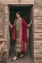Load image into Gallery viewer, Buy Qalamkar Winter Shawl Collection | KK-08 Coffee and Red color shawl Winter Wedding Dresses UK @lebaasonline. The Winter Shawl UK include various brands such as Maria B, Qalamkar wedding dress online UK. Get yours customized for Evening, Party Wear or Wedding dresses online USA, UK, France at Lebaasonline only.