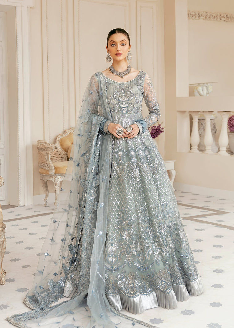 Buy Akbar Aslam Wedding Formal Collection 2021 BALI Silver Dress at amazing prices. Buy republic womenswear, casual wear, Maria b lawn 2021 luxury original dresses, fully stitched at UK & USA with extremely fine embroidery, Evening Party wear, Gulal Wedding collection from LebaasOnline - PAKISTANI Clothes SALE’ 21