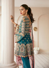 Load image into Gallery viewer, Buy Akbar Aslam Wedding Formal Collection 2021 DALE Blue Dress at amazing prices. Buy Wedding collection, casual wear, Maria b M Print luxury original dresses, fully stitched at UK &amp; USA with extremely fine embroidery, Evening Party wear, Gulal Wedding collection from LebaasOnline - PAKISTANI Clothes SALE’ 21