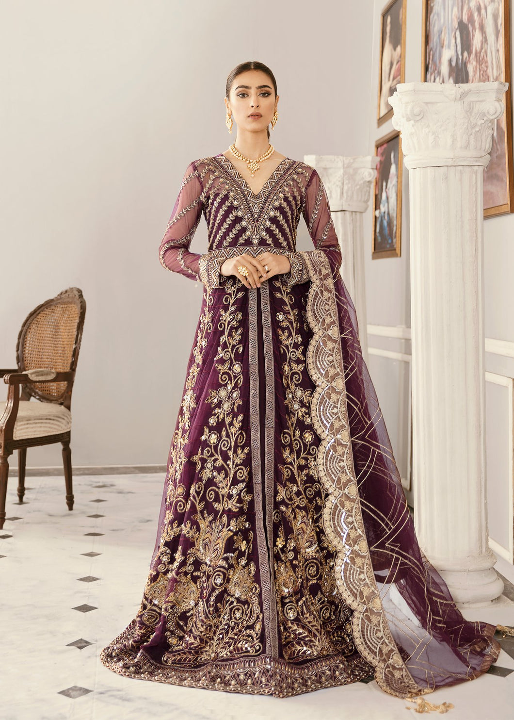Buy Akbar Aslam Wedding Formal Collection 2021 GLADIOLUS Purple Dress at amazing prices. Buy Wedding collection, casual wear, Maria b M Print luxury original dresses, fully stitched at UK & USA with extremely fine embroidery, Evening Party wear, Gulal Wedding collection from LebaasOnline - PAKISTANI Clothes SALE’ 21