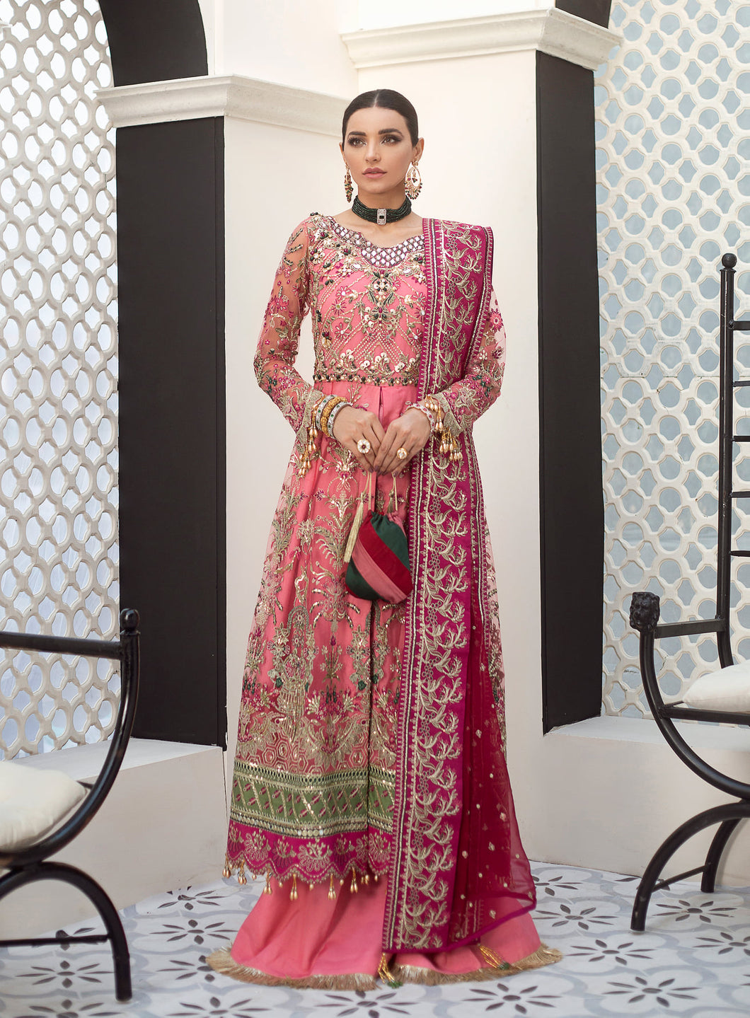 Buy GULAAL | Luxury Formals Eid Collection 2021 | Sofia | D-7 Shocking Pink dress from Lebaasonline in UK at best price- SALE ! Shop Now Gulal, Maria b, Sana Safinaz bridal dress  for Wedding, Party & Bridal dress in UK Get Pakistani Designer Dresses in UK Unstitched and Stitched Ready to Wear by Gulaal in the UK & USA