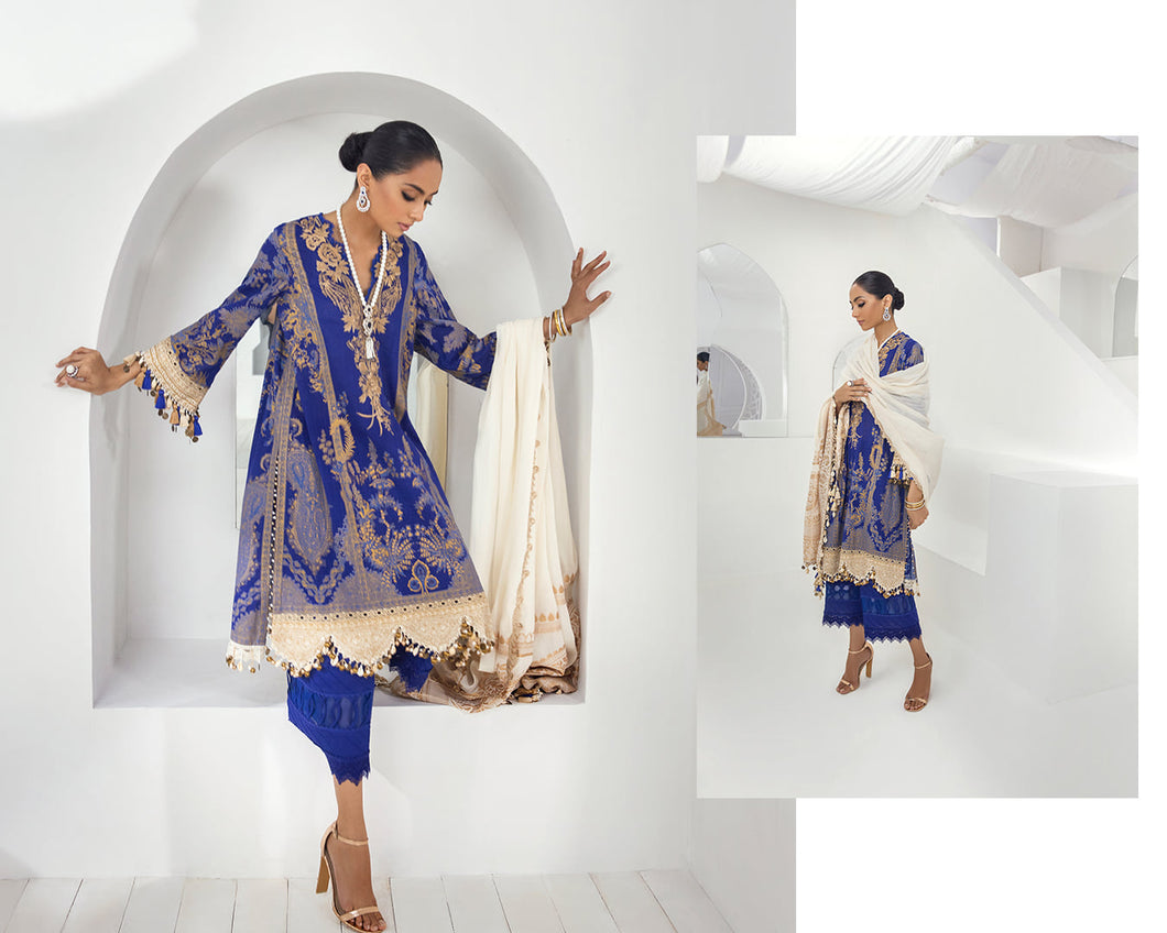 Kurnool Collection '21 by Sana Safinaz - 4B Royal Blue Dress is exclusively available on Lebasonline. We have various pakistani designer brands such as Sana Safinaz, Maria B Asim Jofa readily available in unstitched/customized for Party wear, evening wear Get your pakistani designer dresses in UK, USA from Lebaasonline
