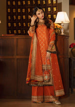 Load image into Gallery viewer, Buy Qalamkar Shadmani Luxury Formal SM-01 Orange Shadmani Wedding Dresses UK @lebaasonline. The Pakistani Bridal dresses online UK include various brands such as Maria B, Qalamkar wedding dress 2021. The Chiffon &amp; Net Gowns can be customized  for Evening, Party Wear in Indian Wedding dresses online USA, UK, France!