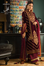 Load image into Gallery viewer, ASIM JOFA | ROYAL VELVET COLLECTION &#39;21 | MAKHMAL | AJML-04 Maroon Velvet Saree perfectly suits this winter wedding season. The Pakistani bridal dresses online UK with velvet touch is available @lebaasonline. We have various Pakistani designer boutique dresses of Maria B, Asim Jofa, Imrozia and you can get in UK, USA