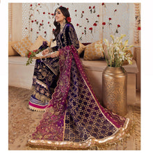 Load image into Gallery viewer, NOOR BY SAADIA ASAD | WEDDING COLLECTION &#39;21 | 01 Purple Velvet Wedding dress is available @lebaasonline. The Wedding dresses online UK is available for Party/Evening wear. Customization of various Bridal outfits can be done. Various top brands such as Maria B, Sana Safinaz, Asim Jofa is available in UK, USA, France