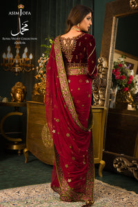 ASIM JOFA | ROYAL VELVET COLLECTION '21 | MAKHMAL | AJML-06 Maroon Velvet Saree perfectly suits this winter wedding season. The Pakistani bridal dresses online UK with velvet touch is available @lebaasonline. We have various Pakistani designer boutique dresses of Maria B, Asim Jofa, Imrozia and you can get in UK, USA