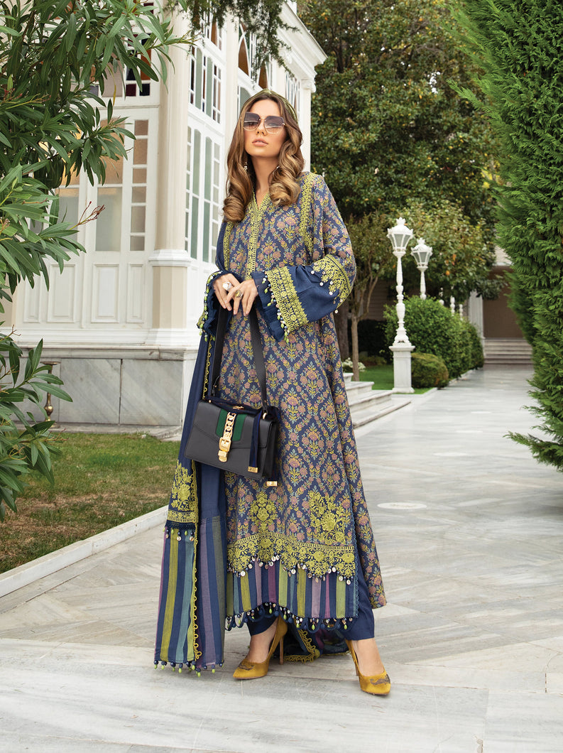  MARIA B | Linen Winter Collection 2021 | DL-910-Dull Blue Buy Maria B Pakistani Dresses Online at Lebaasonline our latest collection of Indian & Pakistani designer winter wedding clothes, Lawn, Linen, embroidered sateen & new fashion Asian wear in the UK, USA, France. Shop PAKISTANI DESIGNER WEAR UK ONLINE 2021 SUITS