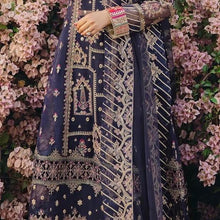 Load image into Gallery viewer, Buy QALAMKAR SHADMANI PHIR SE SERENE Prussian Blue Shadmani Wedding Dresses UK @lebaasonline. The Pakistani wedding dresses online UK include various brands such as Maria B, Qalamkar wedding dress 2021. The Chiffon &amp; Net Gowns can be customized  for Evening, Party Wear in Indian Bridal dresses online USA, UK, France!