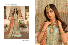 Load image into Gallery viewer,  CRIMSON | WEDDING COLLECTION &#39;21 | SHEESHAY HAZARON | MAYA Sea Green Bridal dress is exclusively available @lebaasonline. The INDIAN WEDDING DRESSES ONLINE is available in MARIA B, QALAMKAR WEDDING DRESSES USA and can be customized for Wedding outfits. The PAKISTANI BRIDAL DRESSES ONLINE UK have fine embroidery on it.