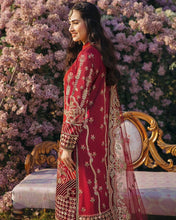 Load image into Gallery viewer, Buy QALAMKAR SHADMANI PHIR SE ROMA Maroon Shadmani Wedding Dresses UK @lebaasonline. The Pakistani wedding dresses online USA include various brands such as Maria B, Qalamkar wedding dress 2021. The Chiffon &amp; Net Gowns can be customized  for Evening, Party Wear in Indian Bridal dresses online UK, USA, France!