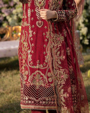 Load image into Gallery viewer, Buy QALAMKAR SHADMANI PHIR SE ROMA Maroon Shadmani Wedding Dresses UK @lebaasonline. The Pakistani wedding dresses online USA include various brands such as Maria B, Qalamkar wedding dress 2021. The Chiffon &amp; Net Gowns can be customized  for Evening, Party Wear in Indian Bridal dresses online UK, USA, France!