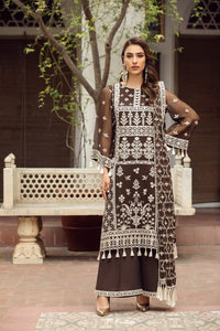 Buy ALIZEH | SHAHTAJ EMBROIDERED COLLECTION '21 | NAQSH-08 Brown  from our official website. We are largest stockist of Pakistani designer dresses online UK Buy this Indian Bridal dresses online USA from Alizeh Chiffon 2021. This Eid buy NEW dresses in UK USA Manchester from latest suits on Lebaasonline at SALE!