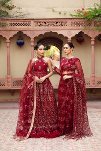 Buy ALIZEH | SHAHTAJ EMBROIDERED COLLECTION '21 | RUNGREZ-03 Red  from our official website. We are largest stockist of Pakistani designer dresses online UK Buy this Indian Bridal dresses online USA from Alizeh Chiffon 2021. This Eid buy NEW dresses in UK USA Manchester from latest suits on Lebaasonline at SALE!