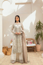 Load image into Gallery viewer,  MARYAM HUSSAIN | MARWA FESTIVE CHAPTER 2 | ROSNHI Silver Wedding dress @lebaasonline. We are largest stockists of various Pakistani Bridal dresses UK such as Maria b, Maryam Hussain, Roche. Pakistani Bridal dresses online USA can be customized for evening/ party wear. Bridal dresses available in UK, London, Austria!