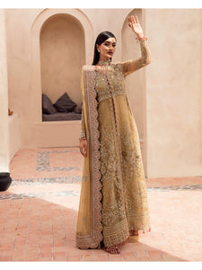 GULAAL | EID LUXURY FORMALS 2022 | Zohra Mehndi Chiffon Pakistani designer dress is available @lebaasonline. The Pakistani Wedding dresses of Maria B, Gulaal can be customized for Bridal/party wear. Get express shipping in UK, USA, France, Germany for Asian Outfits USA. Maria B Sale online can be availed here!!