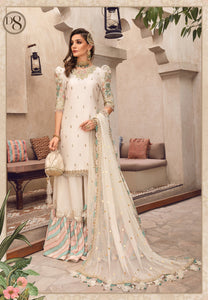 Buy MARIA B SATEEN Ivory and Gold PAKISTANI GARARA SUITS ONLINE  USA with customization. We have various brands such as MARIA B WEDDING DRESSES. PAKISTANI WEDDING DRESSES BIRMINGHAM are trending in evening/party wear. MARIA B SALE dresses can be stitched in UK, USA, France, Austria ate Lebaasonline in SALE!