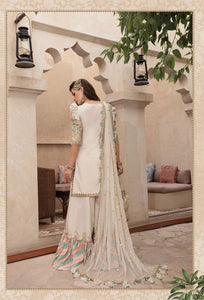 Buy MARIA B SATEEN Ivory and Gold PAKISTANI GARARA SUITS ONLINE  USA with customization. We have various brands such as MARIA B WEDDING DRESSES. PAKISTANI WEDDING DRESSES BIRMINGHAM are trending in evening/party wear. MARIA B SALE dresses can be stitched in UK, USA, France, Austria ate Lebaasonline in SALE!