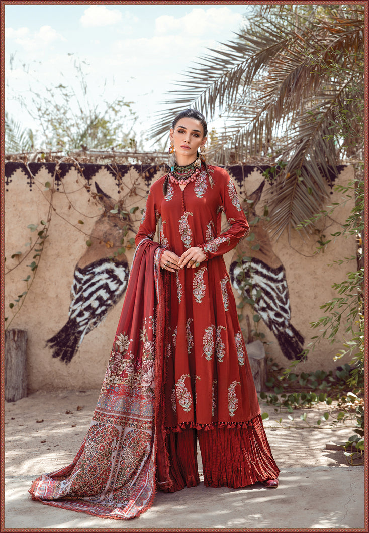 MARIA B | M PRINTS 2022 Rust dress by Maria B Pakistani Winter dresses 2022 at Lebaasonline. Discover Maria B Pakistani Fashion Clothing UK that matches to your style for this winter. Shop today Pakistani Wedding dresses USA on discount price! Get express shipping in Belgium, UK, USA, France in SALE!