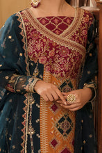 Load image into Gallery viewer, QALAMKAR | FORMALS 2022 | ZARNISH Green Pakistani designer suits online available @lebasonline. We are the largest stockists of Maria B, Qalamkar Q line 2022 collection. The Asian outfits UK for Wedding can be customized in Gharara suits. Express shipping is available in UK, USA, France, Belgium for Maria B Sale