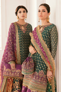 Buy BAROQUE CHANTELLE '22 | green and purple color available in Next day shipping @Lebaasonline. We are the Largest Baroque Designer Suits in London UK with shipping worldwide including UK, Canada, Norway, USA. The Pakistani Wedding Chiffon Suits USA can be customized. Buy Baroque Suits online in Germany on SALE!