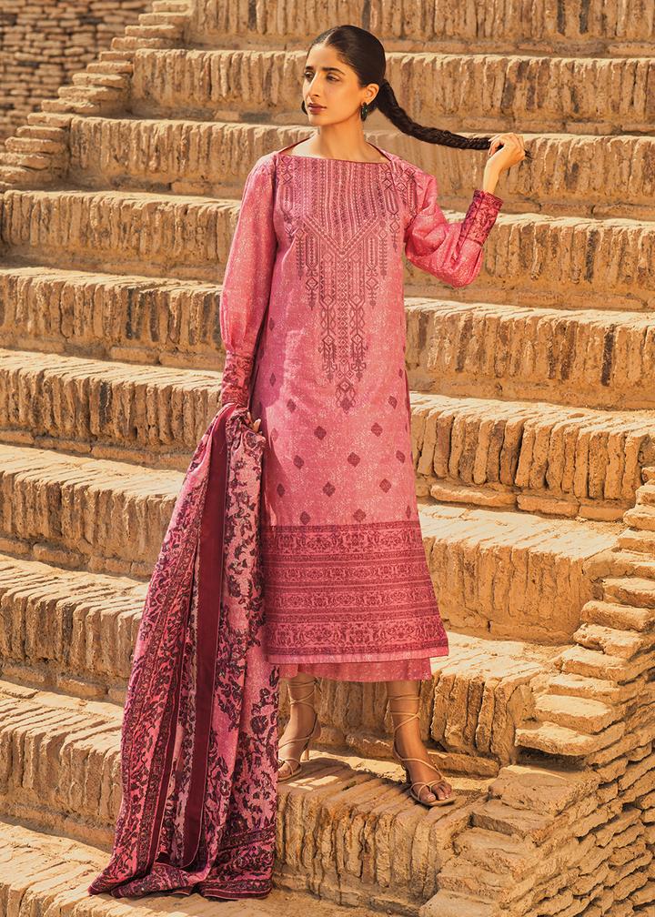 Buy TENA DURRANI | PREMIUM LUXURY LAWN 2021 | Arabesque Pink Lawn Dress exclusively from our website all over the world. We are stockists of Tena Durrani Lawn 2021 collection  Maria b, Pakistani dresses online, Various Asian dresses UK Pakistani designer brand clothes can be bought from Lebaasonline in UK, Spain