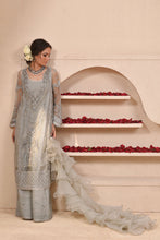 Load image into Gallery viewer, Buy QALAMKAR HAND LUXE |  LX-04 TIFFANY ICE Grey color Pakistani Embroidered Clothes For Women at Our Online Designer Boutique UK, Indian &amp; Pakistani Wedding dresses online UK, Asian Clothes UK Jazmin Suits USA, Baroque Chiffon Collection 2023 &amp; Eid Collection Outfits in USA on express shipping available @ store Lebaasonline